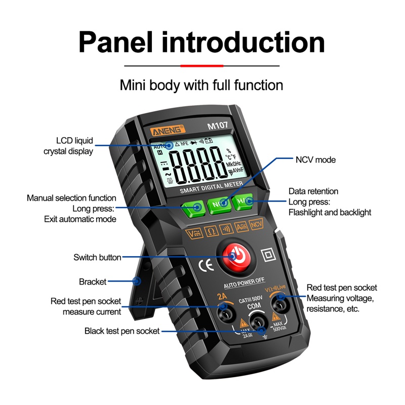 Vạn Năng Kế Kỹ Thuật Số 4000 Count Kèm Vôn Kế DC AC &amp; Ohm Chuyên Dụng Chất Lượng Cao