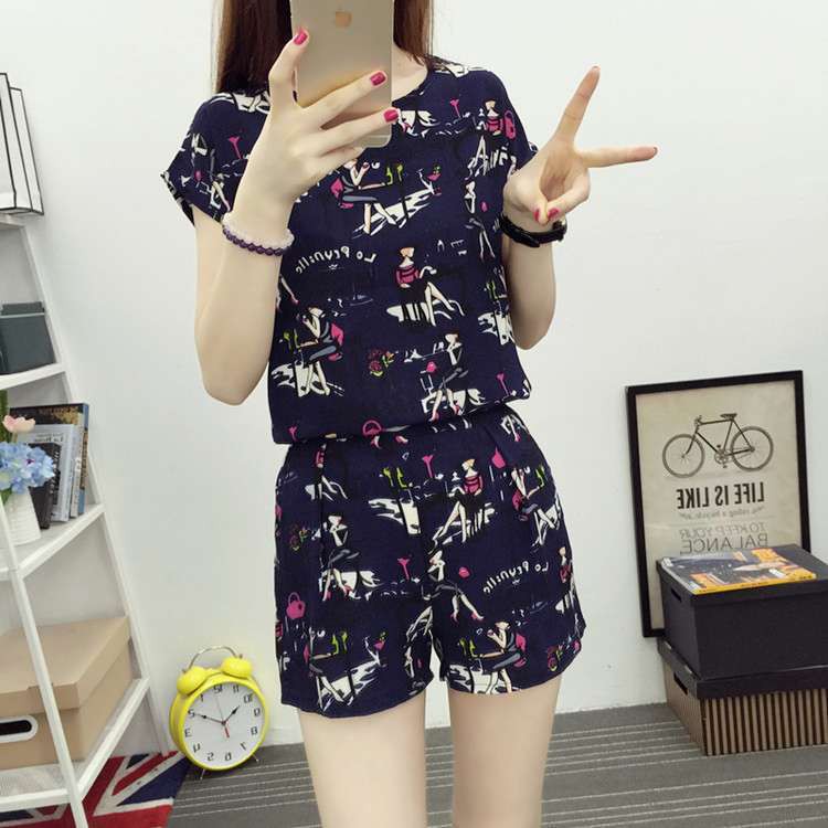 One-Piecesuit Mother's Wear Summer New Slimming Women's Wear Two-Piece Shorts Casual Fashion Loose Outfit Women's