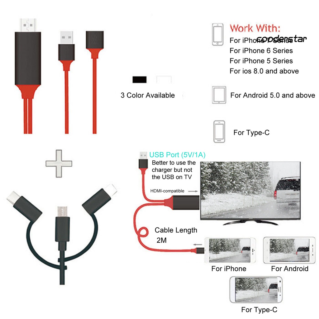 Cáp Chuyển Đổi Hdmi 1080p Sang Hdtv Cho Ios / Android