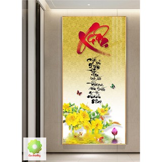 15 Mẫu khung tranh đẹp "câu đối Tết", nét thư pháp độc đáo, tỉ lệ 2:1,đồng giá, tranh treo phòng khách [Eco_Painting]