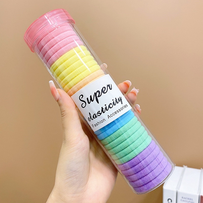 Hộp 30 sợi thun cột tóc nhiều màu sắc siêu dễ thương