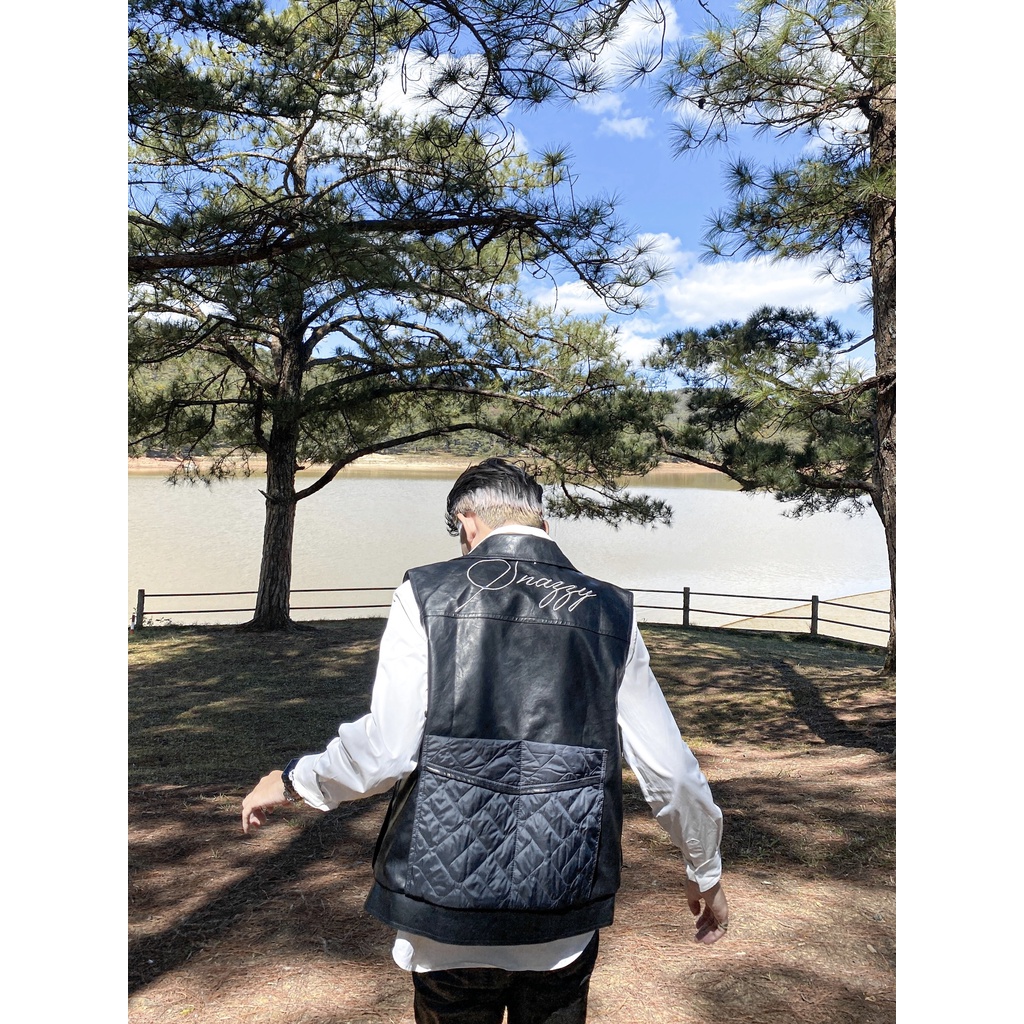 Áo gile chất da PU cao cấp phong cách SNAZZY LEATHER GILE