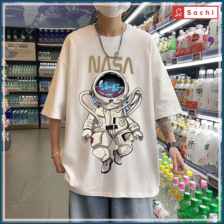 Áo thun tay lỡ nam nữ chất phông from rộng unisex, thời trang in hình Nasa mã NTL111