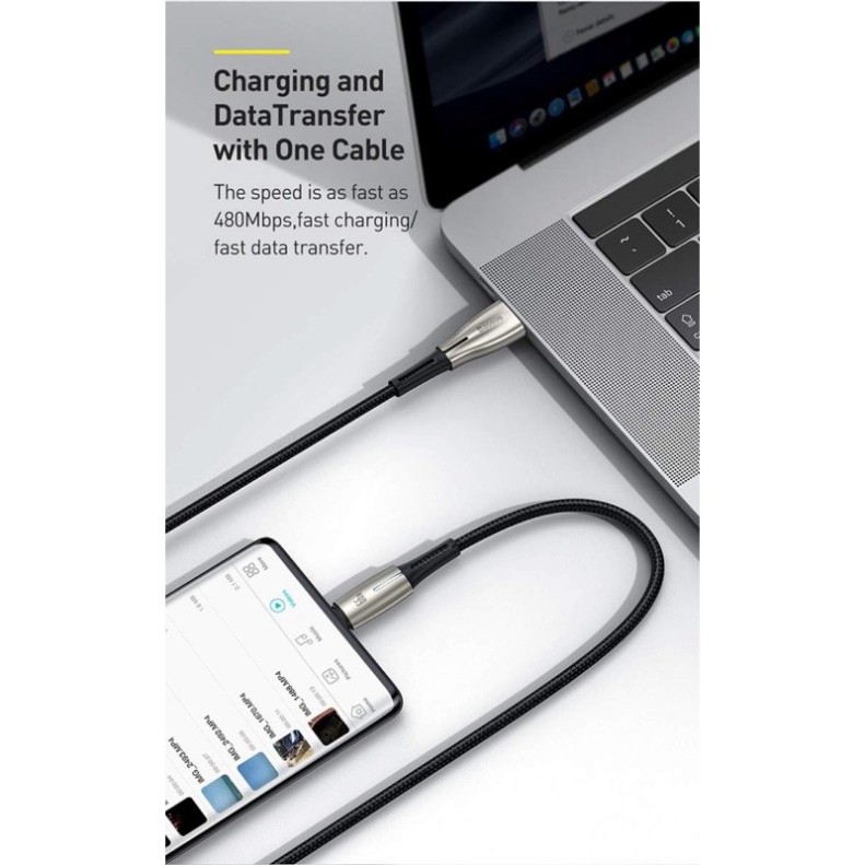 Cáp sạc siêu nhanh báo đèn USB Type-C Baseus Water drop-Shaped Lamp 66w cho Huawei Mate, Samsung, Xiaomi