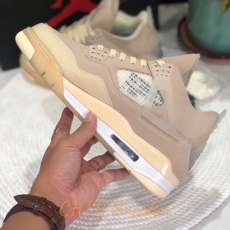 Giày Sneaker nam nữ tăng chiều cao Air Jordan 4 “ off white “ Sail cao cấp giày thể thao nam nữ Jd4