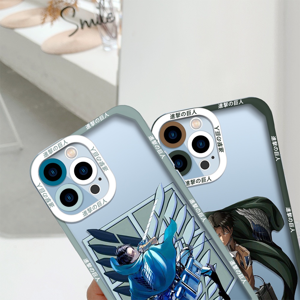 Ốp điện thoại silicone viền màu họa tiết Attack on Titan thích hợp cho iPhone 13 Pro Max 11 12 iphone SE 2022 7 8 Plus