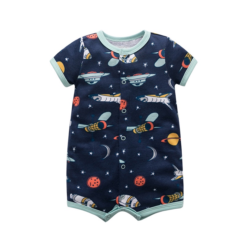 Áo liền quần Ttkaababy vải cotton tay ngắn in hoạt hình dễ thương cho bé sơ sinh