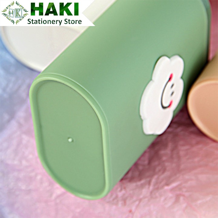 Ống cắm bút 2 ngăn HAKI, ống cắm bút đa năng đựng bút phụ kiện văn phòng phẩm OB02