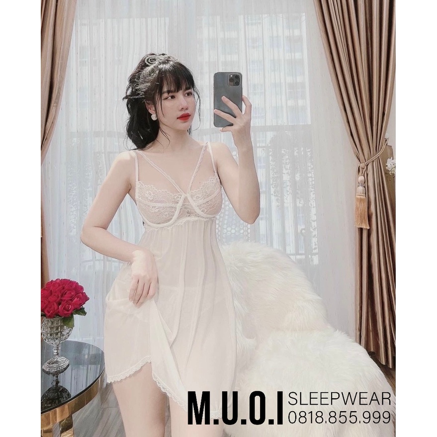 [FREESHIP] Váy ngủ sexy QUẢNG CHÂU-SX 058 -Váy ngủ voan cúp ngực có gọng định hình - hàng có sẵn( video+ ảnh)