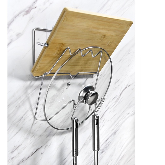 Kệ treo thớt, Giá đỡ nắp nồi, Kệ để nắp nồi inox 304 dán tường siêu chắc