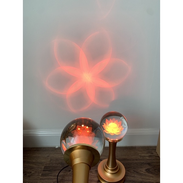Đèn Thờ Cúng Hoa Sen Pha Lê Tròn - Đèn Điện LED đổi màu cao cấp