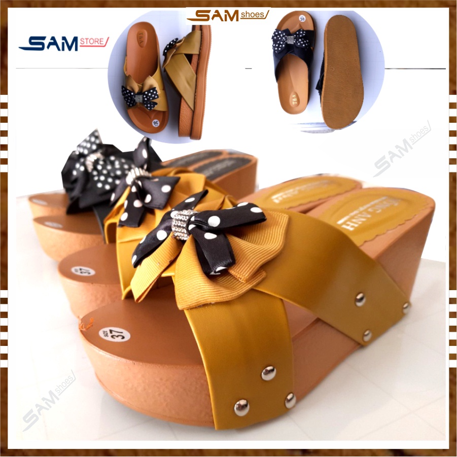 XUỒNG NỮ,XUỒNG ĐẾ CAO,DÉP ĐẾ CAO NƠ SANG TRỌNG(2 LOẠI 3CM VÀ 7CM