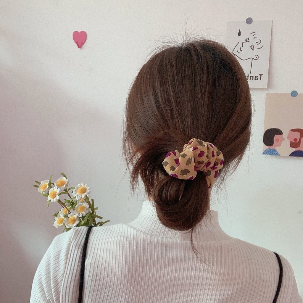 Scrunchies Buộc tóc voan cherry dễ thương