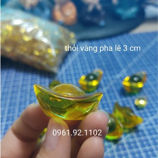 Thỏi vàng (kim nguyên bảo) pha lê 2.5cm, vật phẩm trang trí & phong thủy chiêu tài ( gia rẻ nhất )