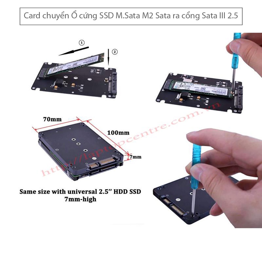 [Freeship] Box chuyển đổi Ổ cứng SSD M.Sata M2 Sata ra cổng Sata III 2.5, dễ lắp đặt, bảo hành 3 tháng [Laptopcentre]