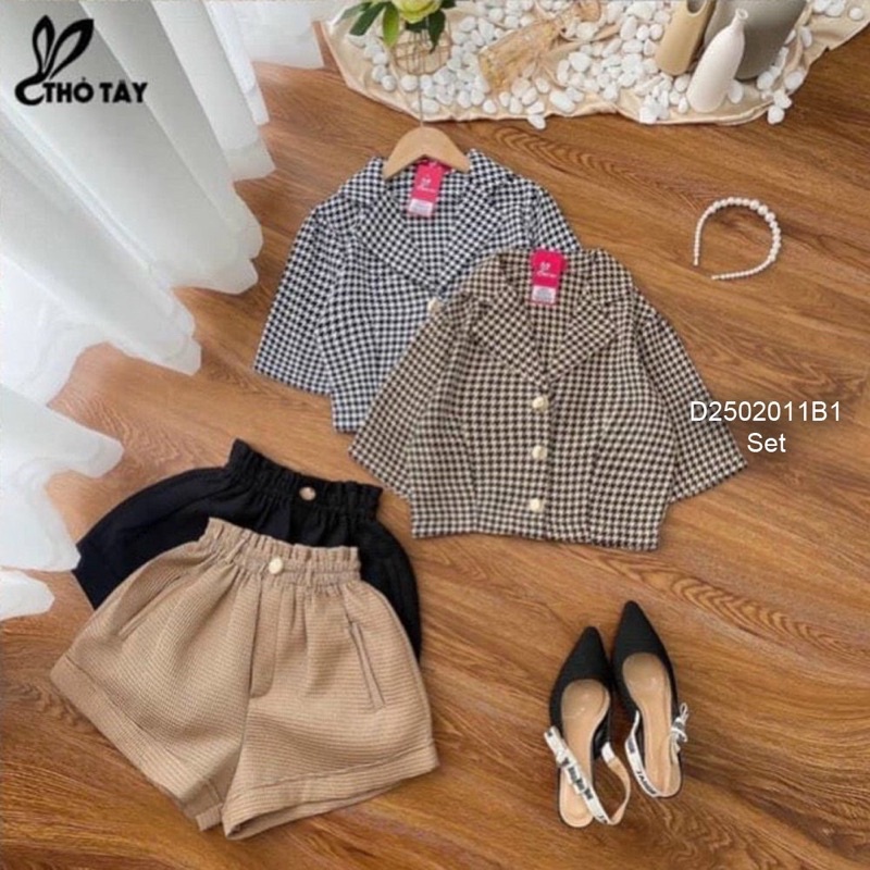 Sét bộ áo cổ vest quần short