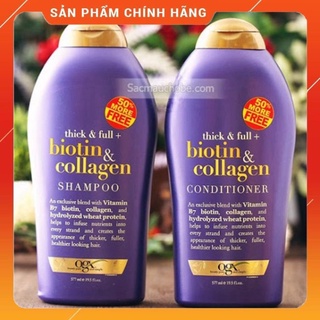 BIOTIN Tím BỘ dầu gội xả ⚡HÀNG CHUẨN CHẤT LƯỢNG⚡ dầu gội 577ML + Xả 577ML BIOTIN COLLAGEN OGX GIẢM RỤNG - giúp tăngLƯỢNG