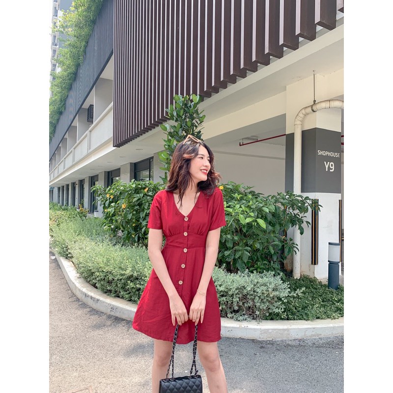 Đầm Miso - Đầm cổ tim nút gỗ | BigBuy360 - bigbuy360.vn