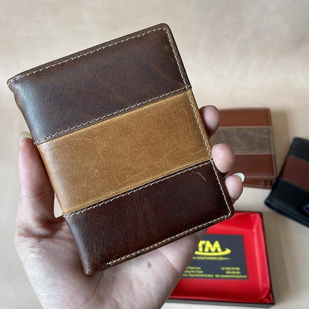 Ví nam cầm tay dạng đứng không logo thiết kế 3 sọc sang trọng độc lạ - VI0219