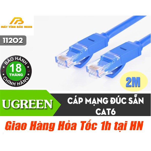 Cáp Mạng Cat6 2 mét Bấm Sẵn Đầu UGREEN 11202 - Hàng Chính Hãng