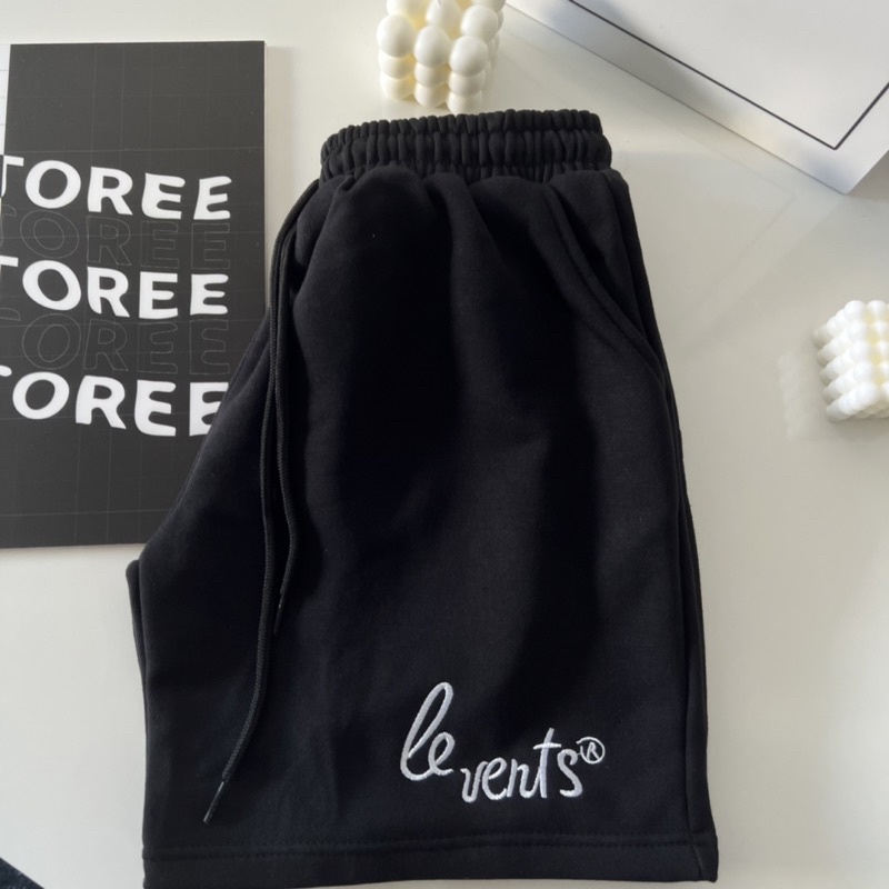 Quần Short Thun Unisex LEVE màu ĐEN  Nam nữ unisex  Quần thun ngố lưng chun Jaystoree