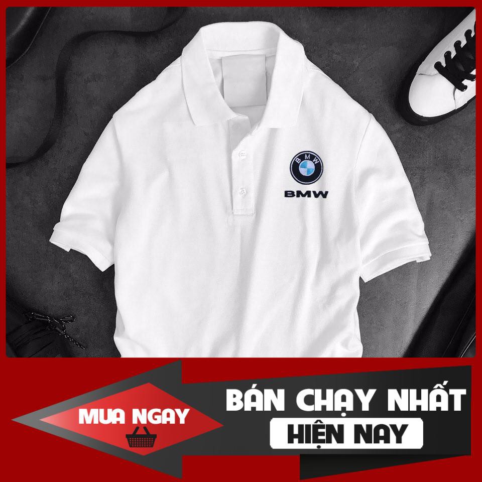 [BIG SALE] Áo Phông Polo Nam 2020 Họa tiết thêu BMW 2 màu đen trắng