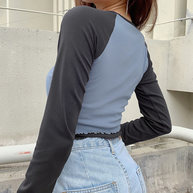 Áo thun dáng ôm tay dài in chữ kiểu dáng thời trang Modou