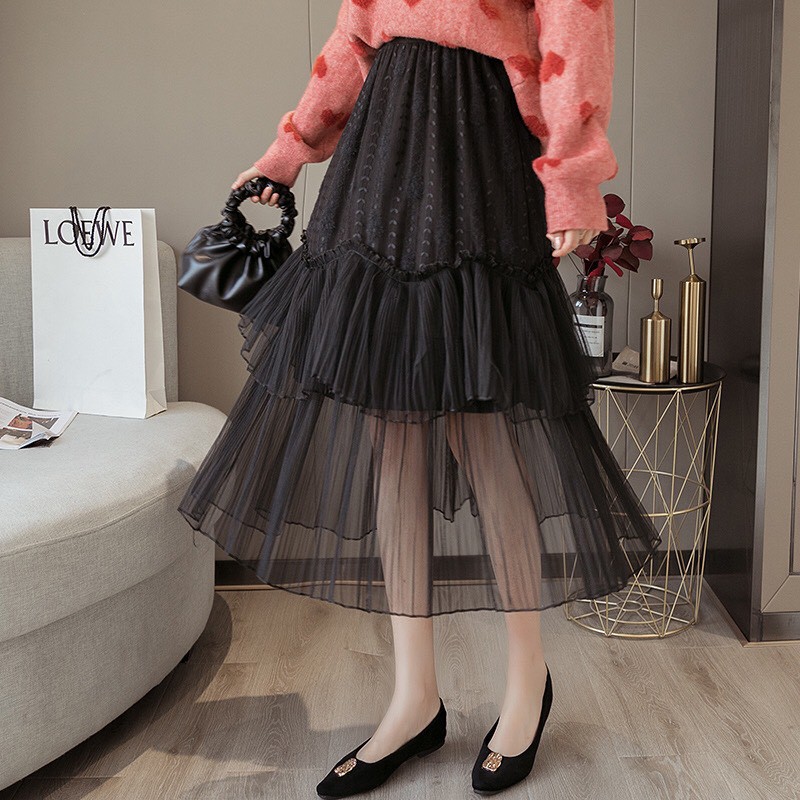 Chân váy dài, chân váy ren 3 tầng hàng quảng châu loại 1 | BigBuy360 - bigbuy360.vn