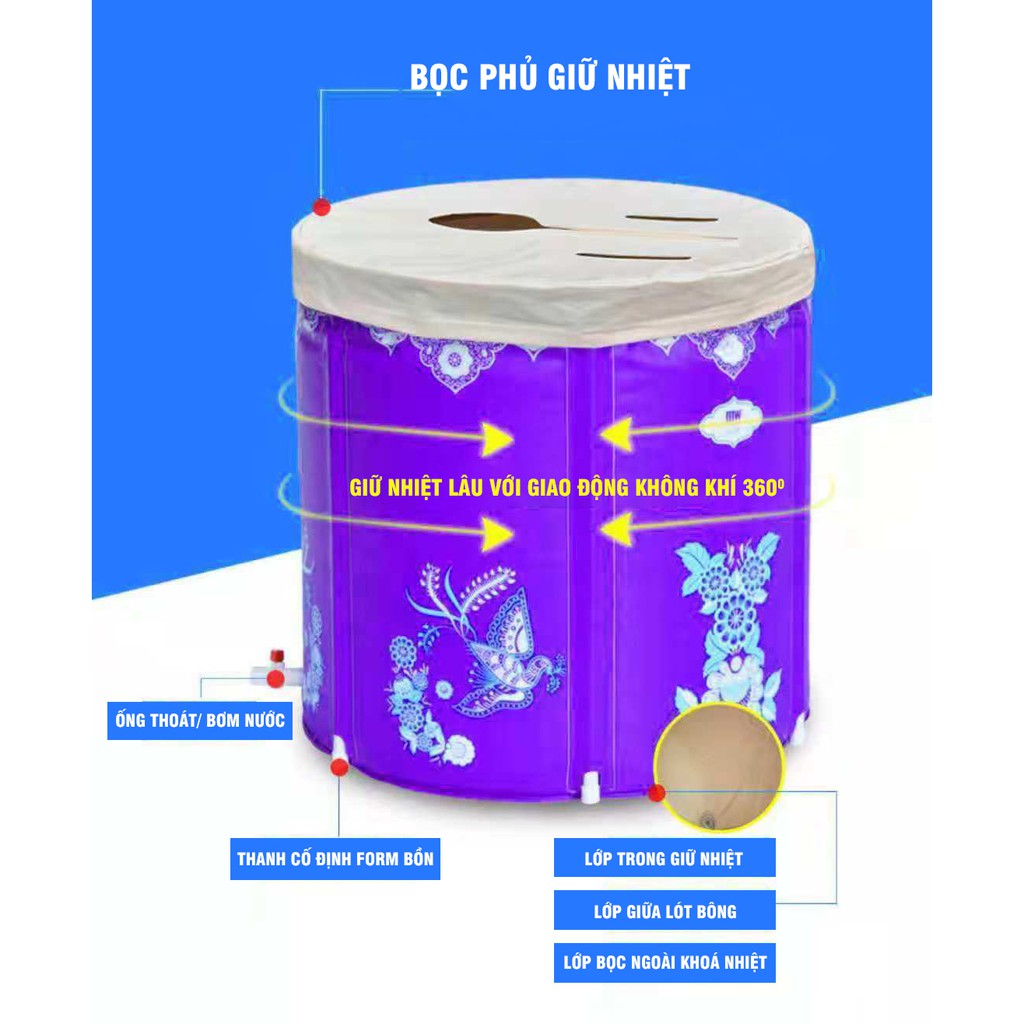 Bồn Xông Hơi Xếp Gọn Mini Tiết Kiệm Diện Tích Mẫu Thời Trang Giá Rẻ