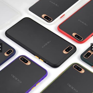 Ốp điện thoại cứng viền silicon dẻo màu nhám trong suốt thời trang chống sốc bảo vệ cho OPPO A3S A5
