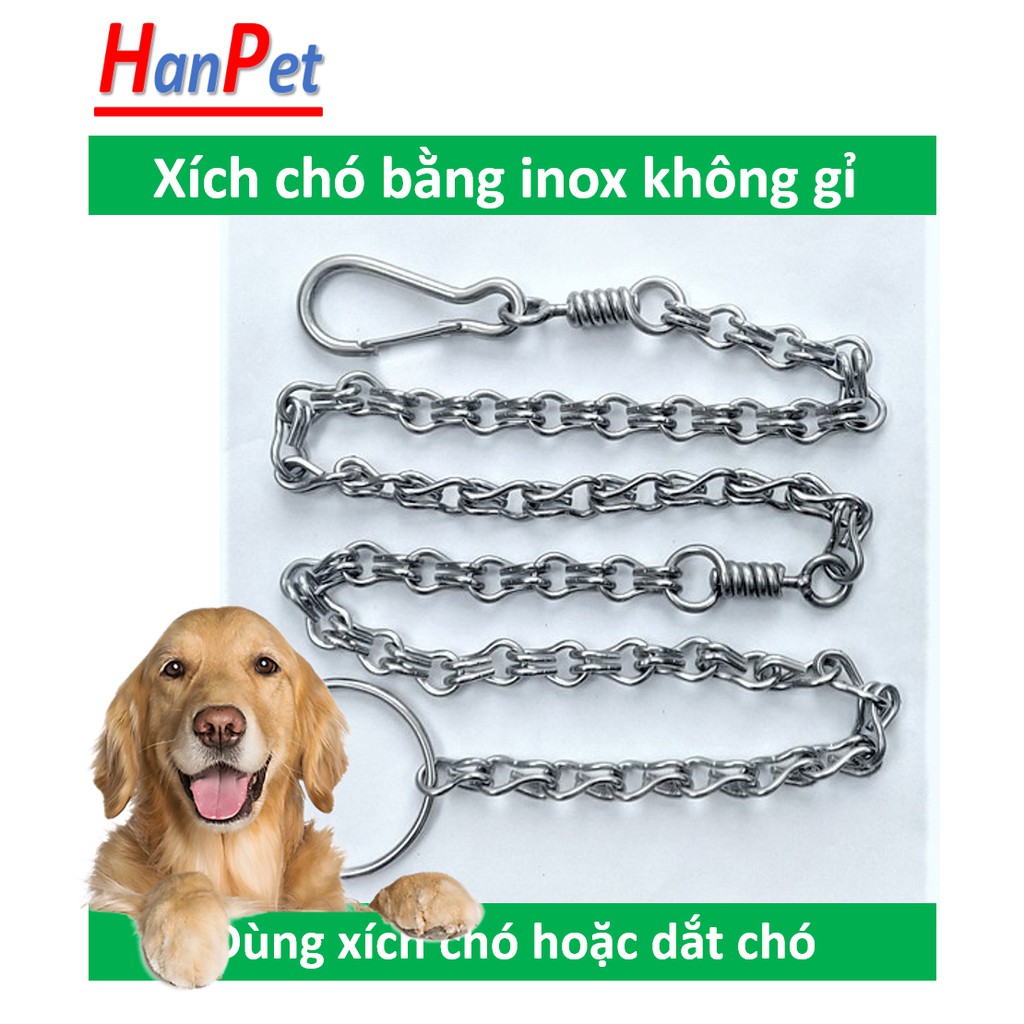 (4 size) Xích chó bằng inox không gỉ có thiết kế chống xoắn thông minh Dùng dắt chó hoặc xích mèo mọi lứa tuổi.