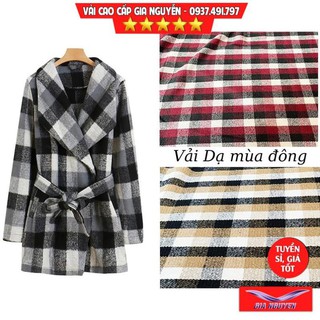 Vải Dạ caro-Vải dạ-dày dặn-ít thấm nước-giữ nhiệt tốt-Hàng xuất khẩu-chuyên làm đồ mùa đông