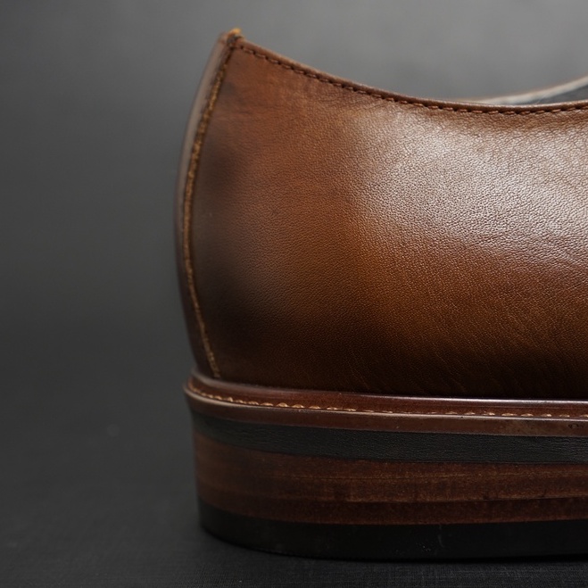Giày tây công sở nam màu nâu Derby POSTMAN Brown, giày văn phòng da thật TONKIN