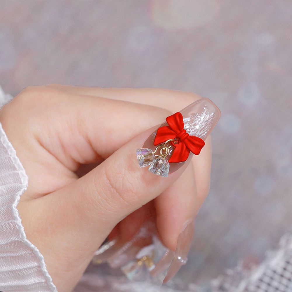 [Hàng mới về] Phụ kiện trang trí móng tay nghệ thuật diy hình nơ đính đá sang trọng nhiều màu sắc