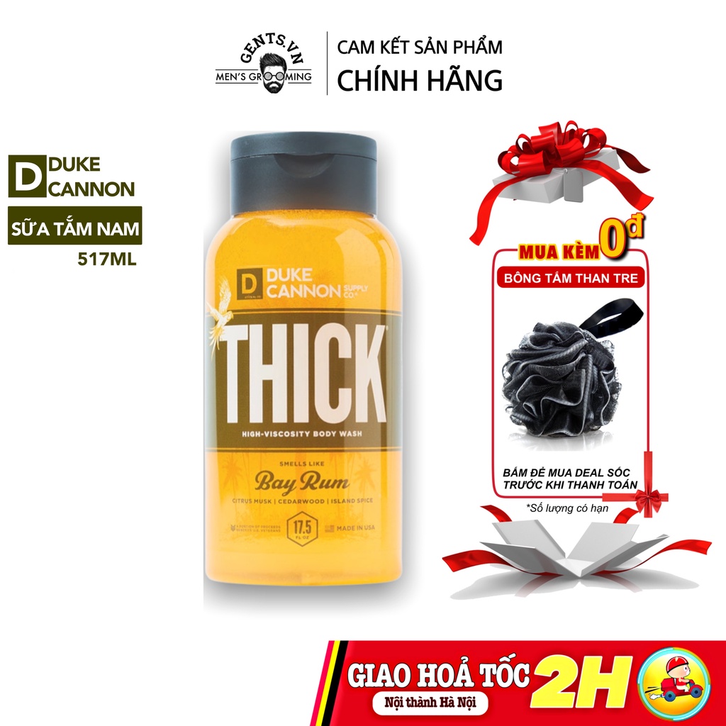 Sữa tắm cho nam Duke Cannon Thick High Bay Rum 517ml - làm sạch sâu hơn với mùi hương nam tính