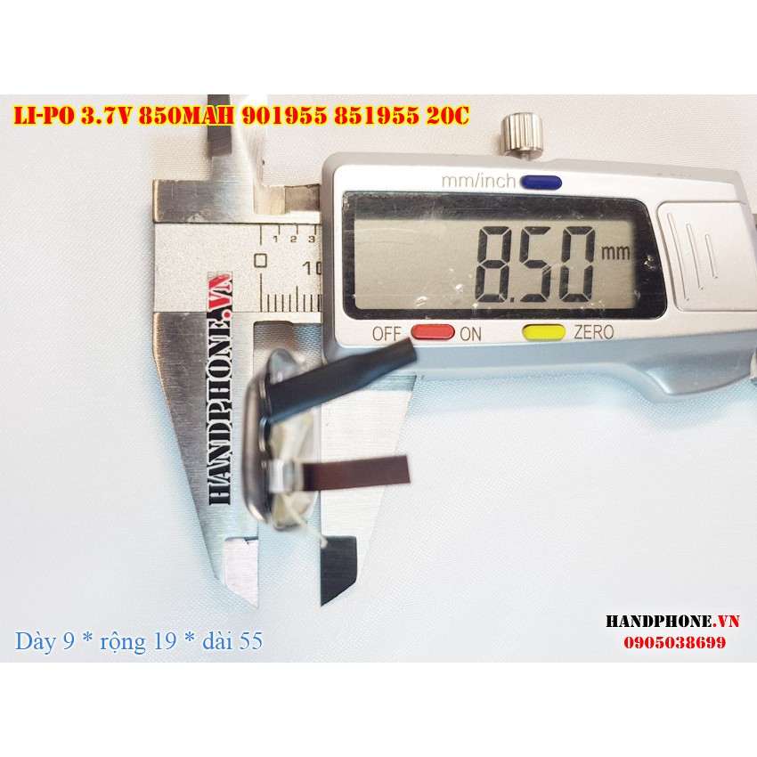 Pin Li-Po 3.7V 850mAh 901955 851955 dòng xả cao 20C cho thiết bị cầm tay, RC: máy bay, ô tô, thuốc điện tử - Vape