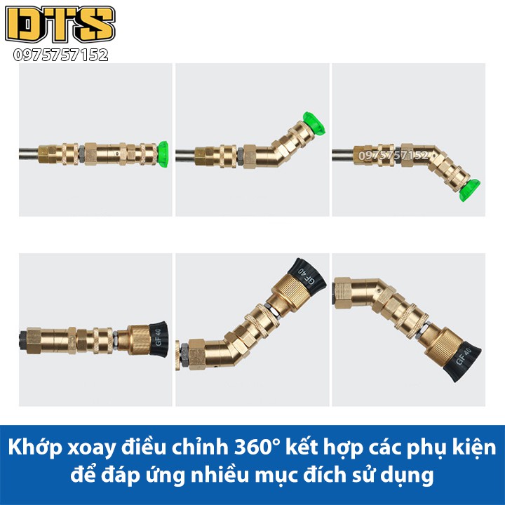 Khớp xoay điều chỉnh 360 độ nối đầu súng xịt rửa của máy rửa xe áp lực cao - Ren nối 14mm