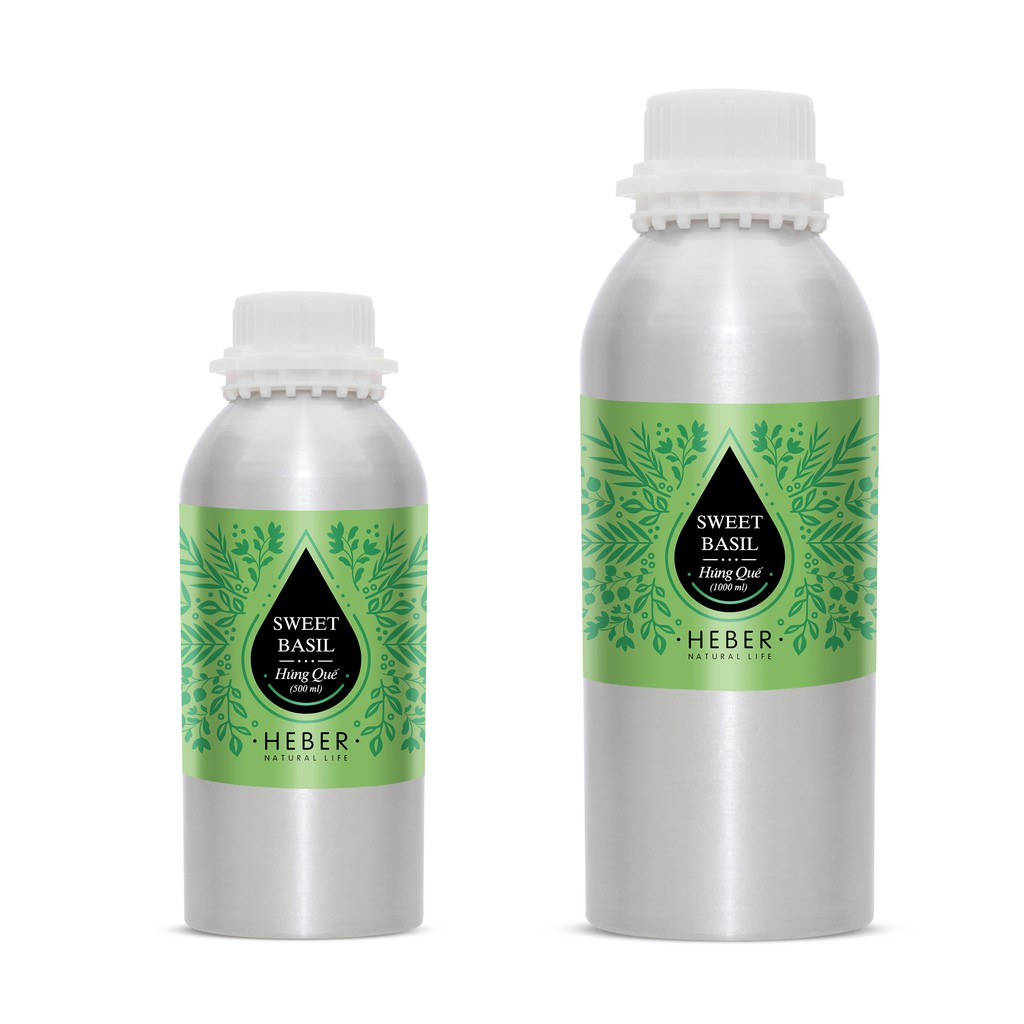(Chai Lớn 500ml/1000ml)Tinh Dầu Húng Quế Sweet Basil Heber Natural Life, Cao Cấp Nhập Khẩu, Thiên Nhiên Nguyên Chất