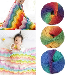 Cuộn len vải nhung màu cầu vồng dùng cho đan tay
