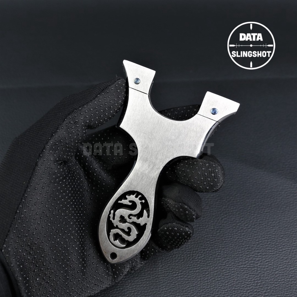 Ná Cao Su Inox CNC Ná Rồng Chạc 7 Mài Bo Cạnh Hoàn Thiện gắn sẵn 2 ốc Titan - Chạc kẹp bắn thun dẹt - DATA SlingShot