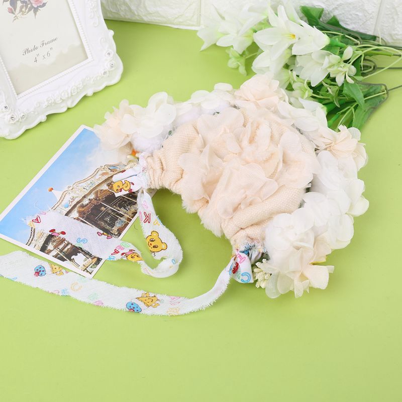 Mũ trùm đầu đính hoa phụ kiện chụp hình cho bé