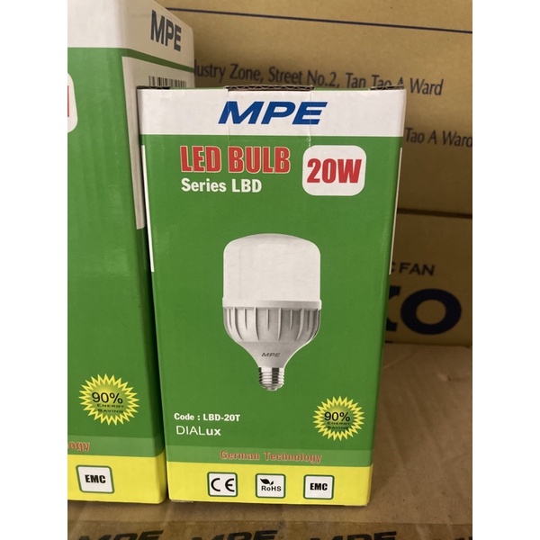 MPE - Đèn led trụ bulb 20w 30w 40w MPE trắng - vàng
