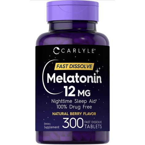 Viên ngậm giúp ngủ ngon Melatonin 12mg Carlyle 180v/300v USA