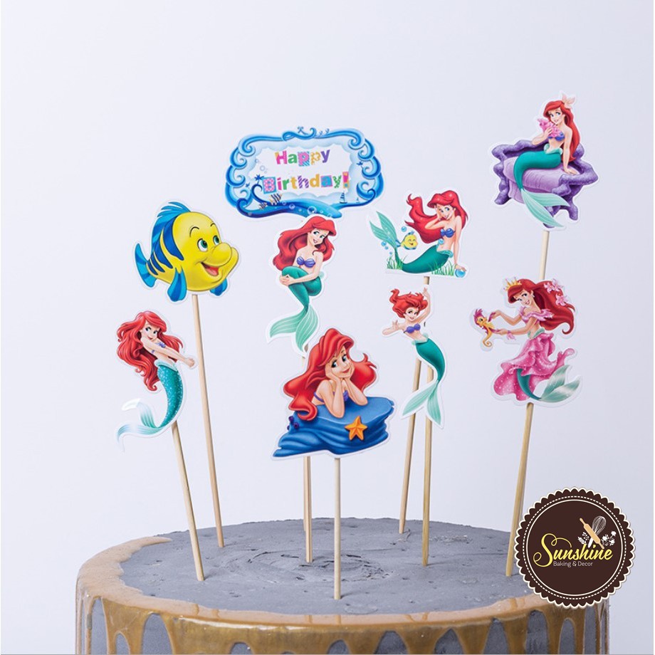 Hình Cắm Giấy Siêu Nhân Elsa Chó Cứu Hộ Trang trí Bánh Kem Bánh Sinh Nhật Nhiều Mẫu