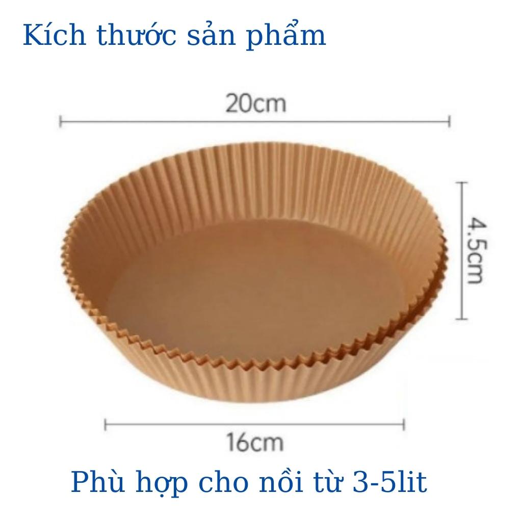 giấy thấm dầu thực phẩm ADERO (set 50 khay) dạng khay tròn cho nồi chiên không dầu từ 3-5 lít AD58