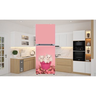 Decal dán tủ lạnh mẫu Mèo Hồng siêu cute chất liệu cao cấp không thấm nước dễ lau chùi có đủ kích thước