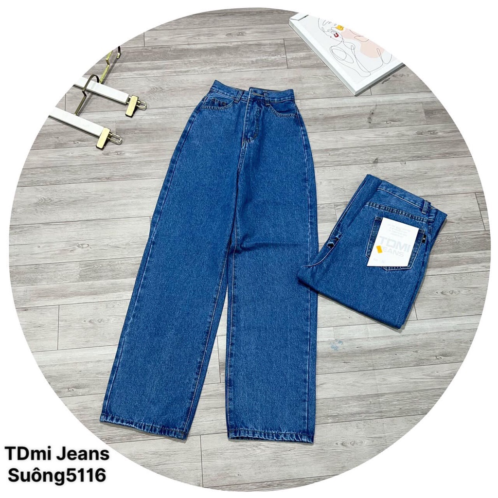 QUẦN JEANS ỐNG XUÔNG GẤP LAI DÁNG DÀI CHẤM GÓT