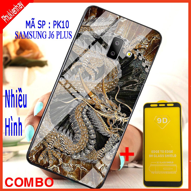 COMBO ỐP LƯNG SAMSUNG J6 PLUS (ốp kính sang trọng thế hệ mới + tặng kính cường lực 9D)