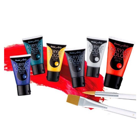Màu Acrylic Pentel Tuýp 28ml Dùng Trên Nhiều Chất Liệu / Màu Sơn Nước An Toàn Không Độc Hại
