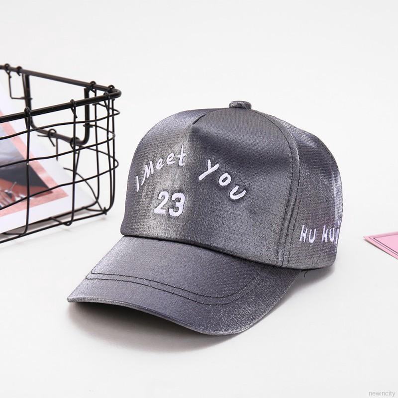 Mũ lưỡi trai da bóng họa tiết chữ I meet you 23 dễ thương nhiều màu sắc tùy chọn dành cho bé